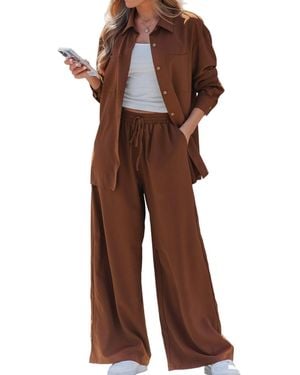 CUPSHE Casual Chic Two-piece Lounge Set - Brown