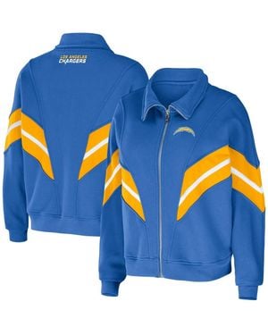 WEAR by Erin Andrews Los Angeles Chargers Yarn Dye Stripe Full-zip Jacket - Blue