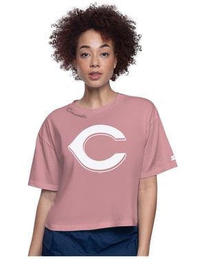 Starter Cincinnati Reds Play The Ball Boxy Cropped T-shirt - Pink