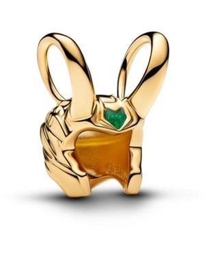 PANDORA 14k Gold-plated Loki Helmet Charm - White