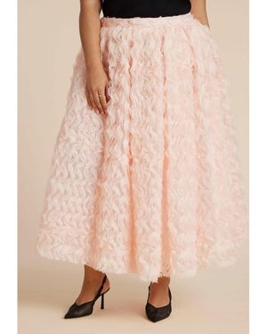 Eloquii Textured Ruffle Maxi Full Skirt - Pink