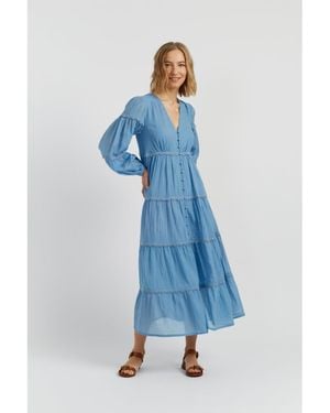Chinti & Parker Chinit & Parker Cotton Scallop Dress - Blue