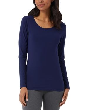 32 Degrees Long-sleeve Scoop-neck Top - Blue