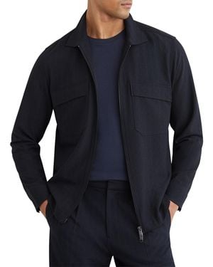 Reiss Sidney Stripe Zip-through Overshirt - Blue