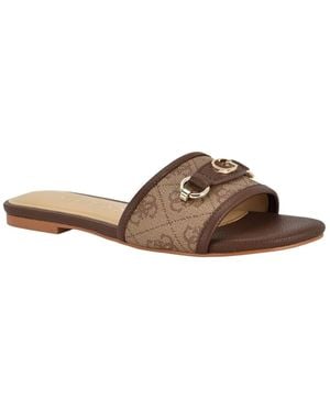 Guess Hammin G Hardware Flat Slip-on Sandals - Brown