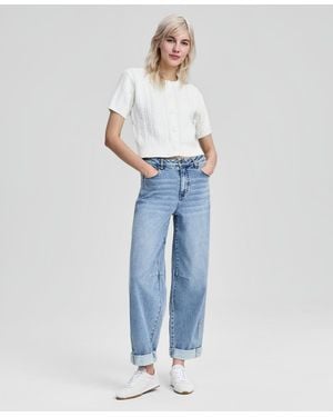 And Now This Petite Cuffed Barrel Jeans - Blue