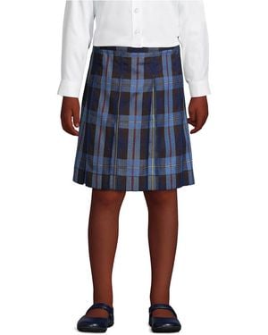 Lands' End Little Girls Plaid Box Pleat Skirt Top Of The Knee - Blue