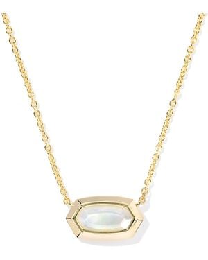 Kendra Scott Imitation Pearl 14k Gold Plated Over Brass Elisa Bezel Short Pendant Necklace - Metallic