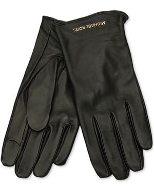 Michael Kors Michael Logo Detail Leather Tech Gloves - Gray
