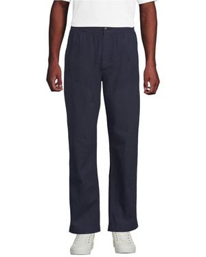 Lands' End Linen Cotton Elastic Waist Pant - Blue