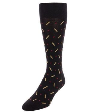 Trafalgar Jevin Dot And Dash Mid-calf Combed Cotton Dress Socks (1 Pair) - Black