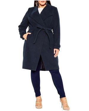 City Chic Plus Size So Sleek Coat - Blue