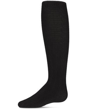 Memoi Girls Pique Chain Pima Cotton Tights - Black