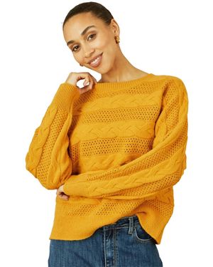 Yumi' Cable Knit Relaxed Fit Sweater - Metallic