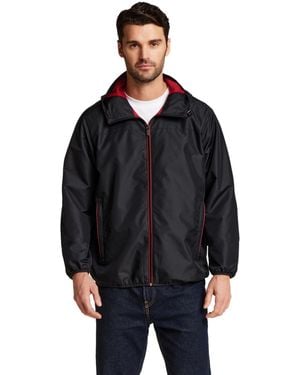 Weatherproof Hooded Water-resistant Lightweight Windbreaker Jacket - Black