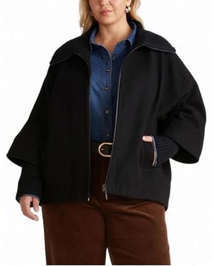 UNIVERSAL STANDARD Plus Size Utopia Wool-blend Funnel-neck Cocoon Coat - Black