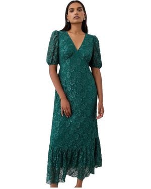Finery London Loretta Empire-waist Fit-and-flare V-neck Lace Midi Dress - Green