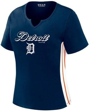 WEAR by Erin Andrews Navy Detroit Tigers Notch Neck Cropped T-shirt - Blue