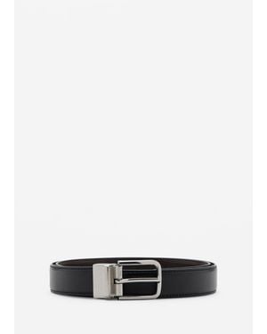 Mango Reversible Suit Leather Belt - White