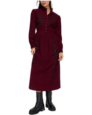 Raffya Puglia Corduroy Midi Dress - Red