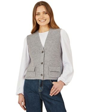 Yumi' Knitted Pullover Waistcoat - Gray