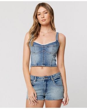 A.Brand Saloon Bodice V-neck Sleeveless Top - Blue