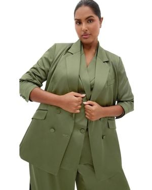 City Chic Plus Size Rylie Satin Blazer - Green