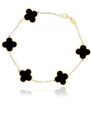 The Lovery Large Onyx Clover Bracelet 14k Gold - Black