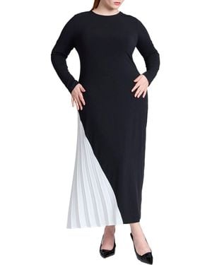 Eloquii Plus Size Maxi Dress With Pleat - Black