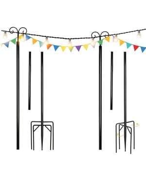SUGIFT 10 Ft String Light Poles 2 Pack Outdoor Metal Poles - White