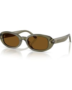 Tory Burch Polarized Oval Sunglasses Ty7241d - Natural
