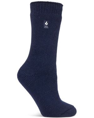 Heat Holders Lite Dahlia Solid Crew Socks - Blue