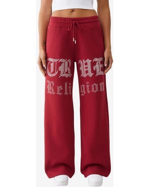 TRUE RELIGION Crystal Wide Leg Drawstring Pants - Red