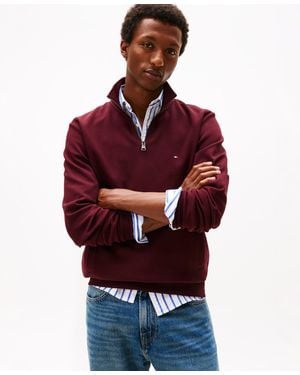Tommy Hilfiger Essential Intechno Knit Regular-fit 1/4-zip Sweatshirt - Red