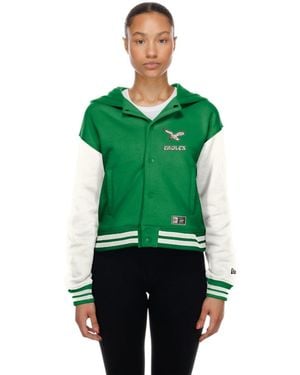 KTZ Philadelphia Eagles Throwback Hooded Fleece-lined Jacket - Green