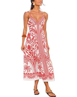 CUPSHE Palm Tree Lane Tropical Maxi Beach Dress - Red