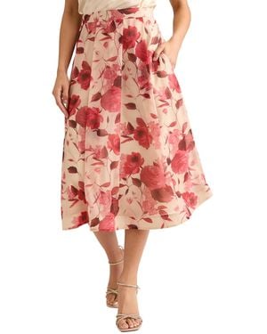 Muse A-line Midi Skirt - Red