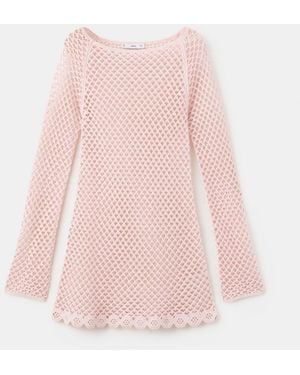 Mango Crochet Short Dress - Pink