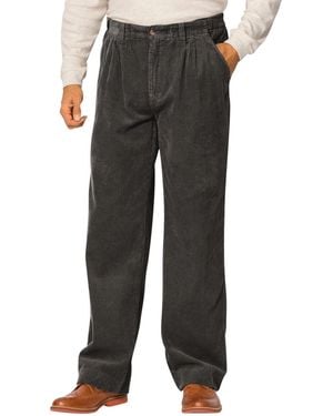 Kingsize Big & Tall Expandable Waist Corduroy Pleat-front Pants - Black