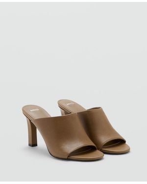Mango Wide Strap Slingback Leather Sandals - Green