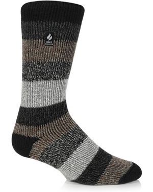 Heat Holders Milan Stripe Crew Sock - Black