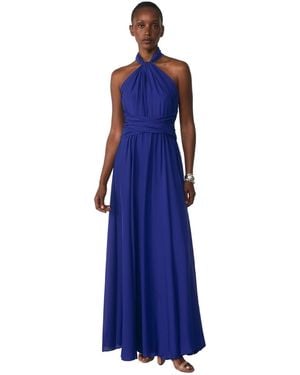 The Fold Rivera Silk Halter Maxi Dress - Blue