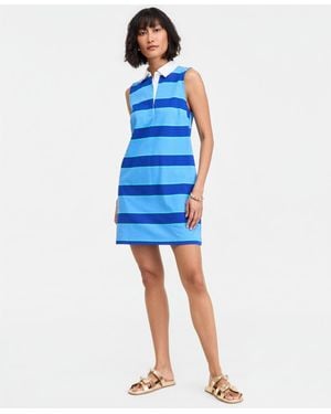 On 34th Molly Stripe Sleeveless Polo Dress - Blue