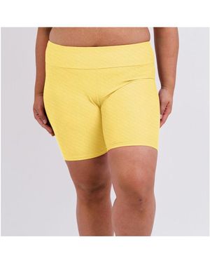 Calypsa Plus Size Mid-thigh Swim Shorts - Yellow