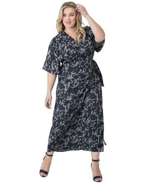 Standards & Practices Plus Size Cowl Neck Spaghetti Strap Matte Satin Slip Dress - Blue