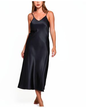 iCollection Victoria Long Satin Lingerie Gown - Black