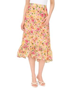 Cece Floral High-low Midi Skirt - White