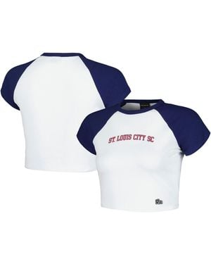 Hype and Vice White St. Louis City Sc Homerun Cropped Raglan T-shirt - Blue