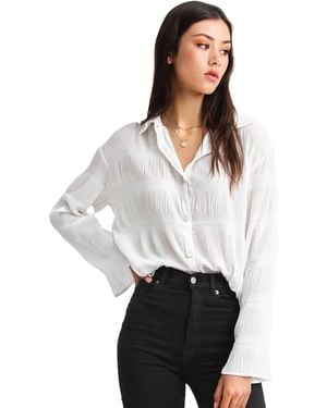 Belle & Bloom Yoko Shirred Chiffon Blouse - White