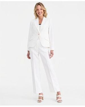Tahari Single Button Blazer Tank Top Stretch Flare Pants - White